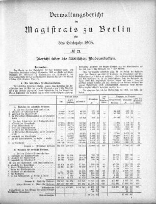 No. 21. Bericht über die städtischen Badeanstalten