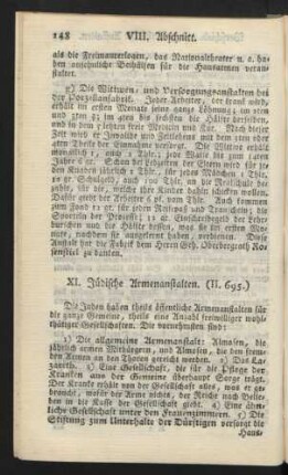XI. Jüdische Armenanstalten. (II. 695.)