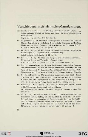 Verschiedene, meist deutsche Manufakturen (Nr. 440-462)