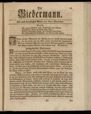 Ein und dreyßigstes Blatt 1727. den 1. December