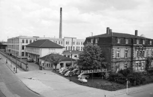 Planungen zum Abriss der Werksanlagen der Färberei Printz in der Ettlinger Straße 65 im Zusammenhang mit der Erweiterung der Bahnpost.