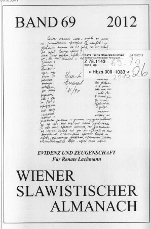 Wiener slawistischer Almanach. 69. 2012