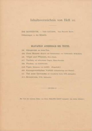 Inhaltsverzeichnis von Heft 10