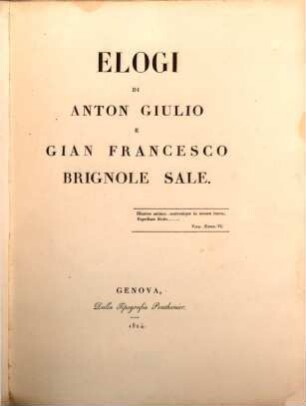 Elogi di Anton Giulio e Gian Francesco Brignole Sale