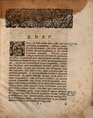Ad Orationem Novæ Professionis Jvris Natvræ Et Gentivm Inauguralem