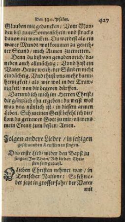Folgen andere Lieder/ in jetzigen geschwinden Leufften zu singen.