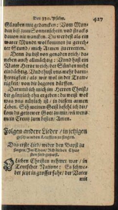 Folgen andere Lieder/ in jetzigen geschwinden Leufften zu singen.