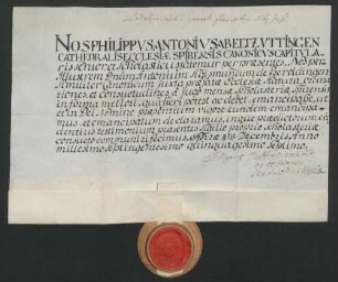 Documentum emancipationis Joseph Anton von Beroldingens.