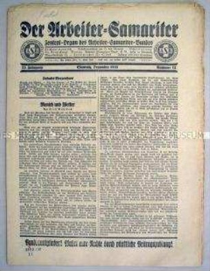 Monatszeitung "Der Arbeiter-Samariter" u.a. zur Auswirkung des Wetters auf die Gesundheit