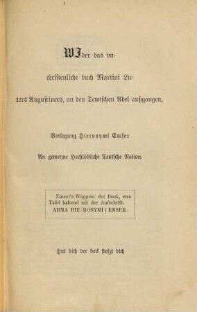 Luther und Emser : ihre Streitschriften aus dem Jahre 1521, 1