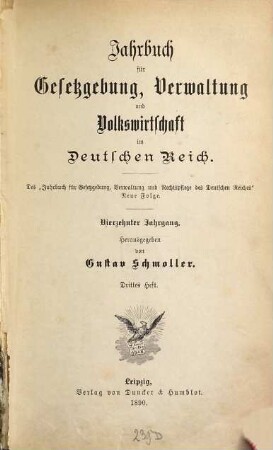 Jahrbuch für Gesetzgebung, Verwaltung und Volkswirtschaft im Deutschen Reich. 14. 1890, b