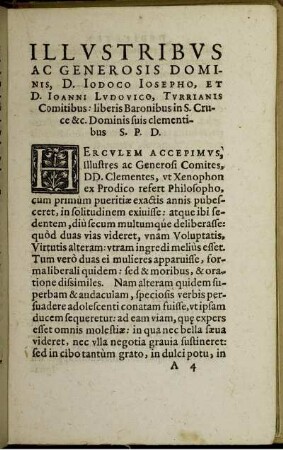 Illvstribvs ac Generosis Dominis, D. Iodoco Iosepho, et D. Ioanni Lvdovico, Tvrrianis Comitibus ... - Dedicatio