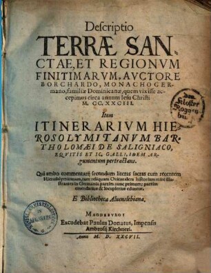 Descriptio Terrae Sanctae, Et Regionvm Finitimarvm