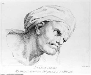 Le LII teste della celebre Scuola d'Atene dipinta da Raffaello Sanzio da Urbino nel Palazzo Vaticano / disegnate in XL carte dal Cavalier Antonio Rafaello Mengs, incise da Domenico Cunego / Roma : Ghelli, 1785, Averroës (tav. 18)