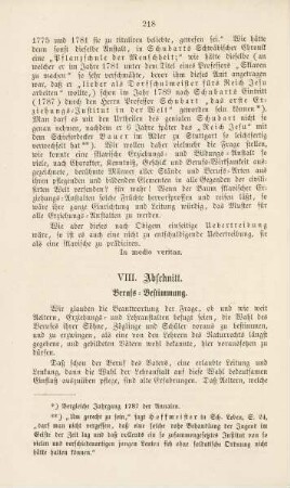 218-222, VIII. Abschnitt. Berufs-Bestimmung