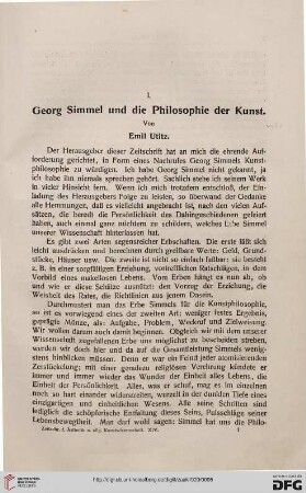 Georg Simmel und die Philosophie der Kunst