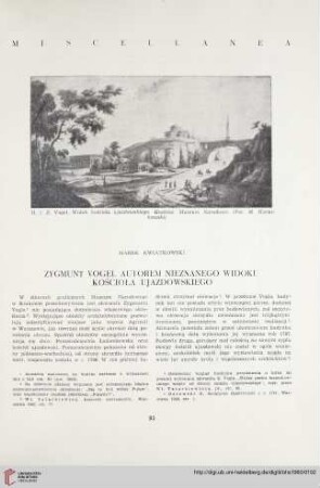 22: Zygmunt Vogel autorem nieznanego widoku kościoła ujazdowskiego