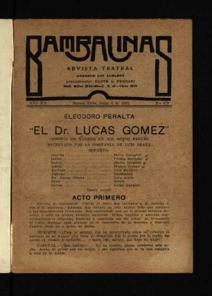 El Dr. Lucas Gómez : comedia de enredo en dos actos breves
