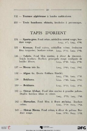 Tapis d‘Orient (Nr. 134-143)