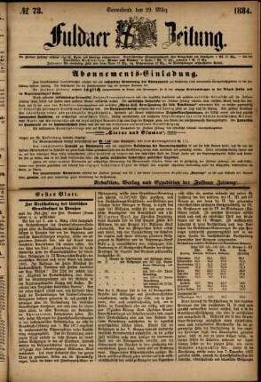 Ausgabe vom Samstag, den 29. März 1884.