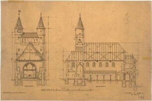 Fischer, Theodor; Gaggstatt; Ev. Kirche - Querschnitt, Längsschnitt