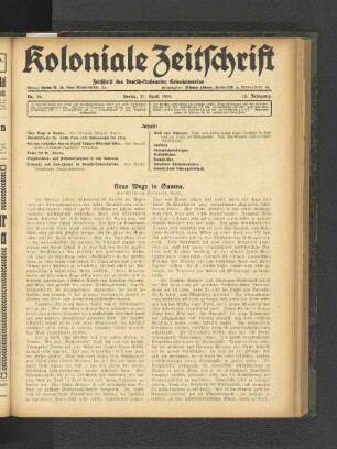 Nr. 16. Berlin, 17. April 1914. 15. Jahrgang.