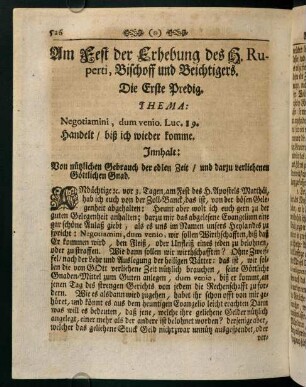 526-532, Am Fest der Erhebung des H. Ruperti, Bischoff und Beichtigers. Die Erste Predig