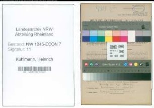Entnazifizierung Heinrich Kuhlmann , geb. 06.03.1898 (Scheifer)