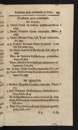 197-209, Tractatus juris criminalis. - Libri Practici.