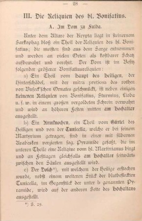 III. Die Reliquien des hl. Bonifatius.