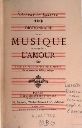 Dictionnaire de la musique appliquée à l'amour