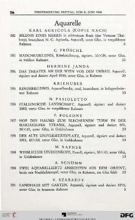 Aquarelle (Nr. 382-398)