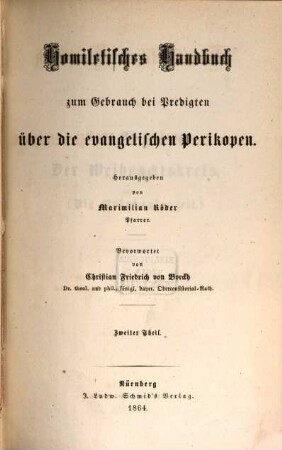 Homiletisches Handbuch zum Gebrauch bei Predigten über die evangelischen Perikopen, 2