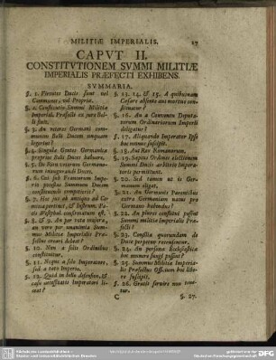 Caput II. Constitutionem Summi Militiae Imperialis Praefecti Exhibens