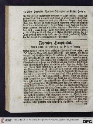 Zweyter Haupttitul: Von dem Reichstag zu Regenspurg