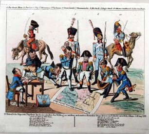 Napoleon-Karikatur: "Seine Kaiserliche Majestät, Napoleon der Große, geruhen den Feldzug zu eröffnen"
