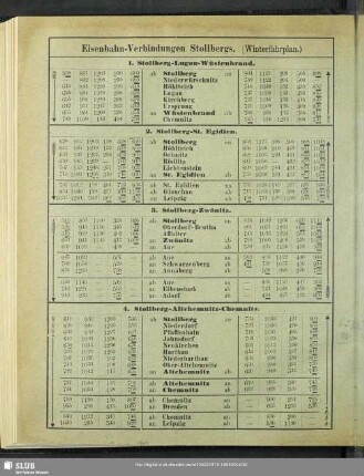 Eisenbahn-Verbindungen Stollbergs. (Winterfahrplan)