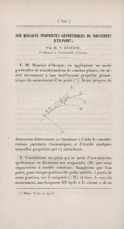 Sur quelques propriétés géométriques du mouvement d'un point.