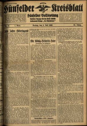 Erste Ausgabe vom Freitag, den 03. Juli 1936.