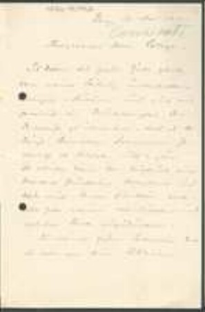 Brief von Hugo Conwentz an Unbekannt