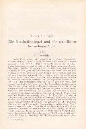 Vierter Abschnitt. Die Geschäftsmängel und die rechtlichen Schwebezustände