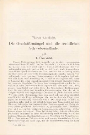 Vierter Abschnitt. Die Geschäftsmängel und die rechtlichen Schwebezustände