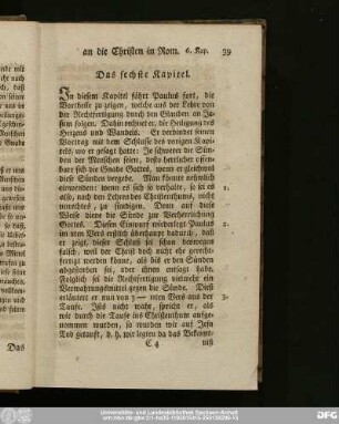 Das sechste Kapitel.