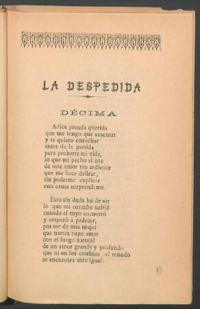 La despedida : Décima