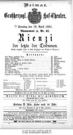 Rienzi der letzte der Tribunen