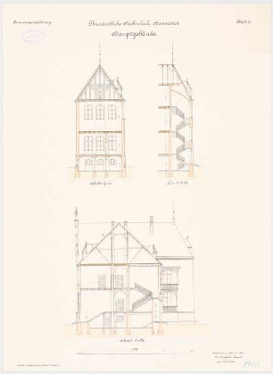 Tierärztliche Hochschule Hannover Hauptgebäude: Querschnitte 1:100