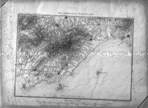 Glasnegativ von einer Karte der "Prinz Heinrich Berge" bei "Tsingtau"