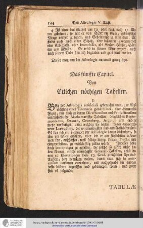 Von etlichen nöthigen Tabellen
