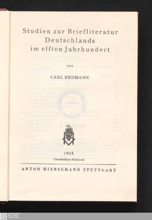 Studien zur Briefliteratur Deutschlands im elften Jahrhundert