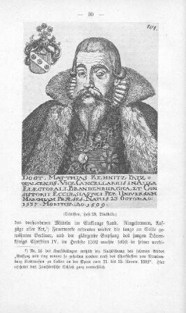 Schriften. Heft 39. Titelbild. Doct. Matthias Kemnitz Pritz-Walencensis ...